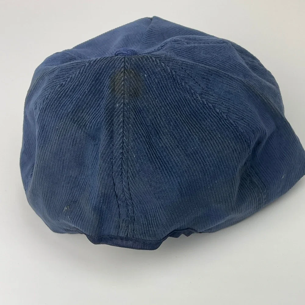 Vintage Army National Guard Corduroy Hat Made in USA Trucker Snapback Navy Blue